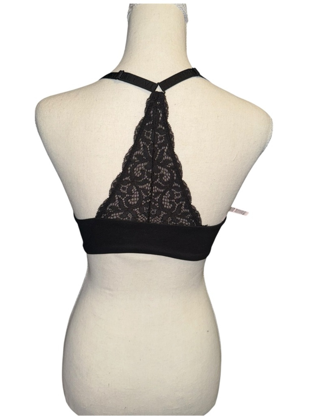 Victoria's Secret Black Lined Demi bra, pretty lace triangle back, front closure - Picture 2 of 5